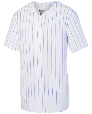 Augusta Sportswear 1686 Youth Pin Stripe Baseball  in White/ royal