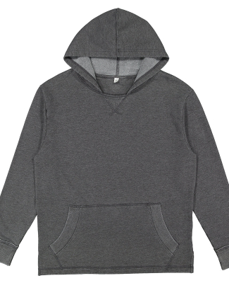 LA T 6936 Adult Vintage Wash Fleece Hooded Sweatsh in Washed black