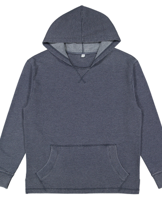 LA T 6936 Adult Vintage Wash Fleece Hooded Sweatsh in Washed navy