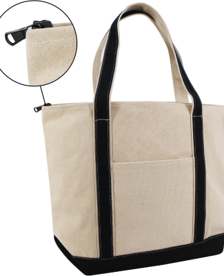 Liberty Bags 8873 Zippered XL Cotton Canvas Resort in Natural/ black