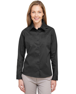 Harriton M585LW Ladies' Advantage IL Long-Sleeve W in Dark charcoal