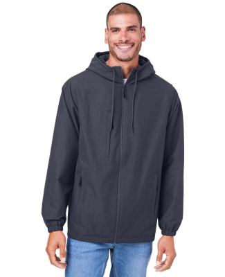 Harriton M73 Unisex Flex Twill Hooded Jacket in Dark charcoal