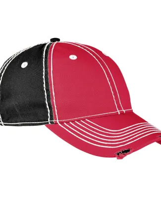 Adams Hats RM102 Adult Distressed Rambler Cap in Red/ black