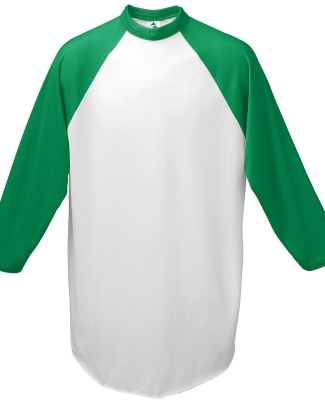 Augusta Sportswear 4420 Three-Quarter Sleeve Baseb in White/ kelly