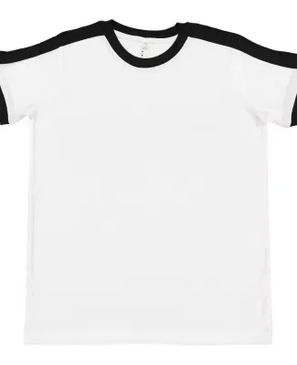 LA T 6132 Youth Soccer Ringer Tee WHITE/BLACK