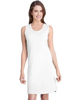 LA T 3523 Women's Fine Jersey Racerback Tank Dress WHITE