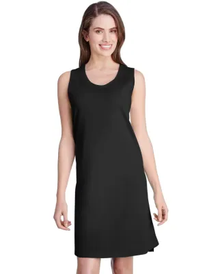 LA T 3523 Women's Fine Jersey Racerback Tank Dress BLACK