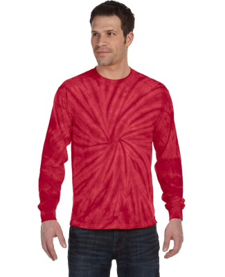 Tie-Dye CD2000 Adult 5.4 oz. 100% Cotton Long-Slee in Spider red