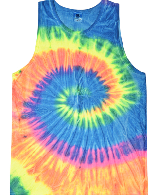 Tie-Dye CD3500 Adult 5.4 oz. 100% Cotton Tank Top in Neon rainbow