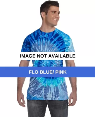 H1000 Tie-Dyes Adult Tie-Dyed Cotton Tee FLO BLUE/ PINK