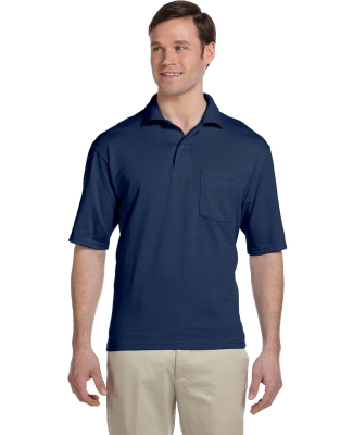 436 Jerzees Adult Jersey 50/50 Pocket Polo with Sp in J navy