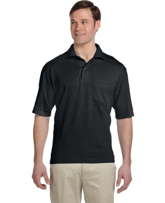 436 Jerzees Adult Jersey 50/50 Pocket Polo with Sp in Black