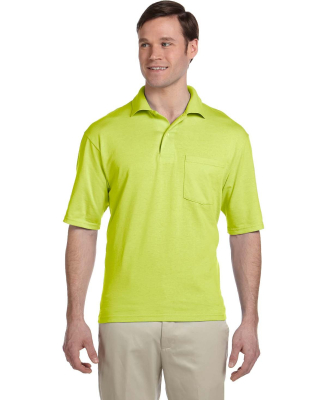 436 Jerzees Adult Jersey 50/50 Pocket Polo with Sp in Safety green