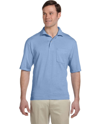 436 Jerzees Adult Jersey 50/50 Pocket Polo with Sp in Light blue