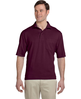 436 Jerzees Adult Jersey 50/50 Pocket Polo with Sp in Maroon