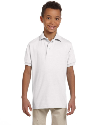 437Y Jerzees Youth 50/50 Jersey Polo with SpotShie in White