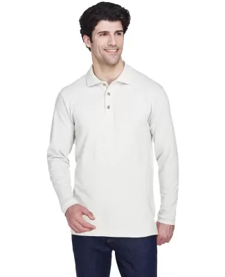 8532 UltraClub® Adult Long-Sleeve Classic Pique C WHITE