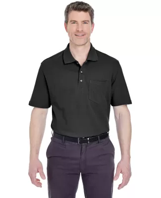 8534 UltraClub® Adult Classic Pique Cotton Polo w BLACK