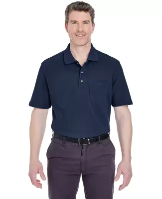 8534 UltraClub® Adult Classic Pique Cotton Polo w NAVY