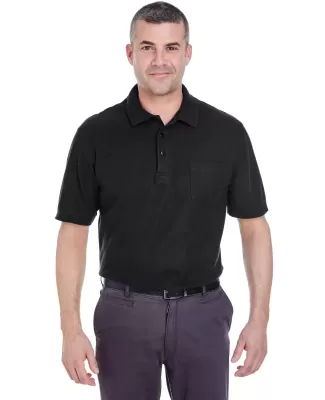 8544 UltraClub® Adult Whisper Pique Blend Polo wi BLACK