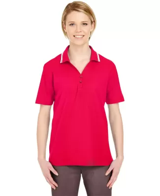 8546 UltraClub® Ladies' Short-Sleeve Whisper Piqu RED/ WHITE