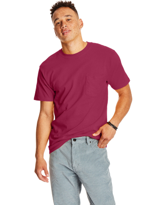 5190 Hanes® Beefy®-T with Pocket in Cardinal