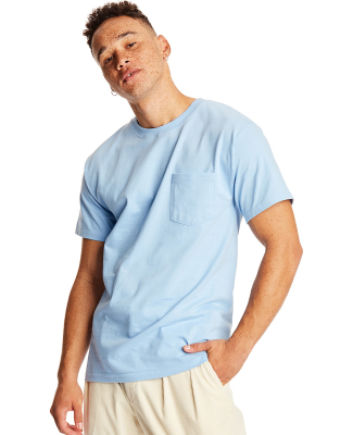 5190 Hanes® Beefy®-T with Pocket in Light blue