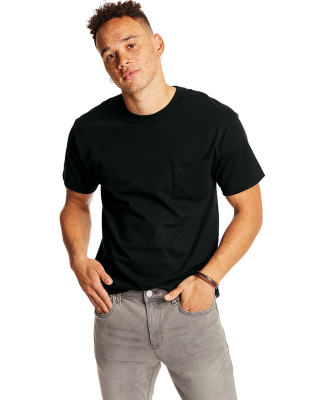 5190 Hanes® Beefy®-T with Pocket in Black