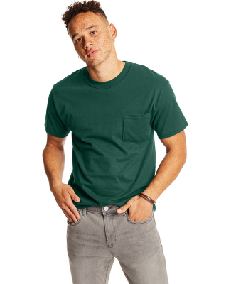 5190 Hanes® Beefy®-T with Pocket in Deep forest