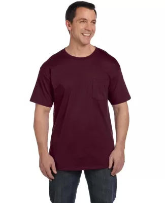 5190 Hanes® Beefy®-T with Pocket in Maroon