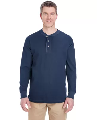 8456 UltraClub® Adult Mini Thermal Cotton Henley NAVY