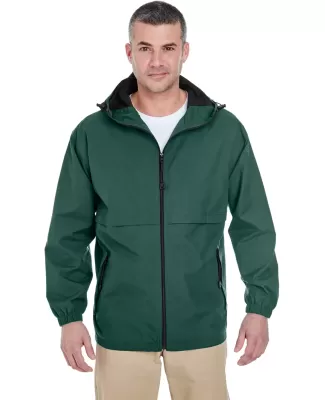 8908 UltraClub® Adult Microfiber Hooded Zip-Front FOREST GREEN