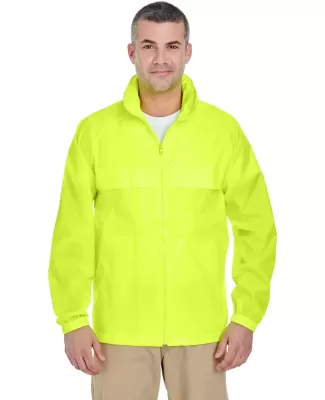 8929 UltraClub® Adult Hooded Nylon Zip-Front Pack BRIGHT YELLOW