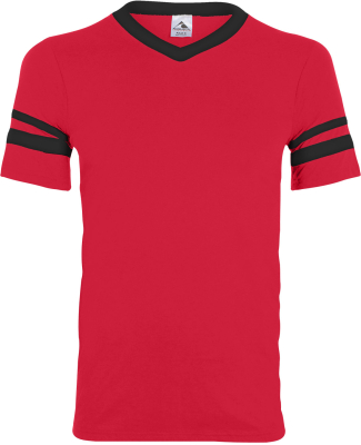 360 Augusta Sportswear Sleeve Stripe Jersey in Red/ black