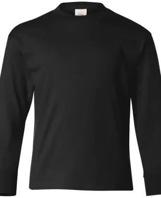 Hanes Youth Tagless 100 Cotton Long Sleeve T Shirt BLACK