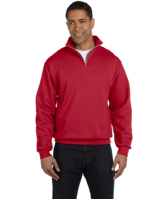 JERZEES 995 Adult New Blend Zip Cadet Collar Sweat in True red