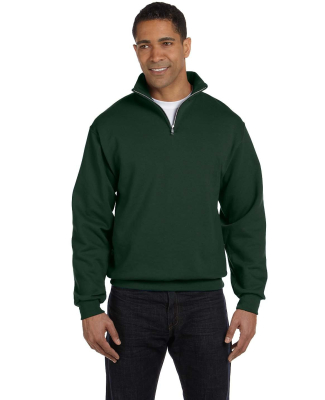 JERZEES 995 Adult New Blend Zip Cadet Collar Sweat in Forest green