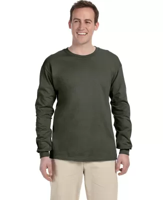 2400 Gildan Ultra Cotton Long Sleeve T Shirt  in Military green