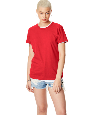 Hanes Ladies Nano T Cotton T Shirt SL04 in Athletic red