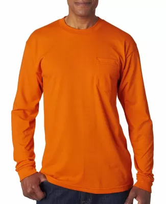 1730 Bayside Adult Long-Sleeve Tee With Pocket in Bright orange