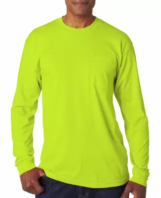 1730 Bayside Adult Long-Sleeve Tee With Pocket in Lime green