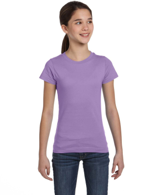 2616 LA T Girls' Fine Jersey Longer Length T-Shirt in Lavender