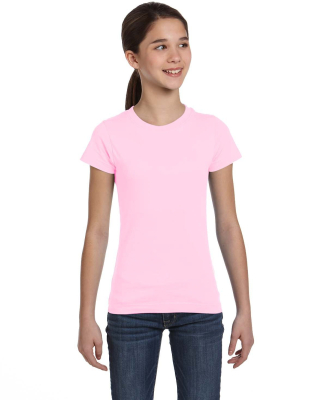 2616 LA T Girls' Fine Jersey Longer Length T-Shirt in Pink