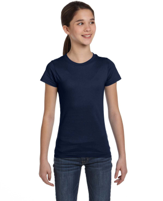2616 LA T Girls' Fine Jersey Longer Length T-Shirt in Navy