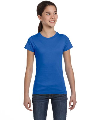 2616 LA T Girls' Fine Jersey Longer Length T-Shirt in Royal