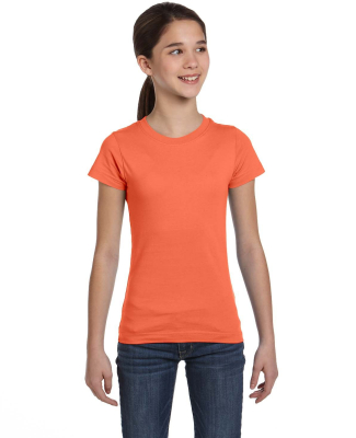 2616 LA T Girls' Fine Jersey Longer Length T-Shirt in Papaya