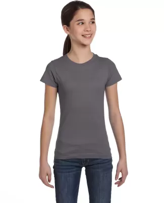 2616 LA T Girls' Fine Jersey Longer Length T-Shirt CHARCOAL