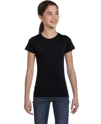 2616 LA T Girls' Fine Jersey Longer Length T-Shirt BLACK