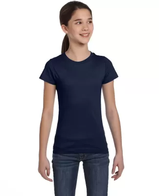 2616 LA T Girls' Fine Jersey Longer Length T-Shirt NAVY