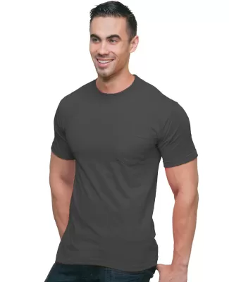 3015 Bayside Adult Union Made Cotton Pocket Tee in Charcoal